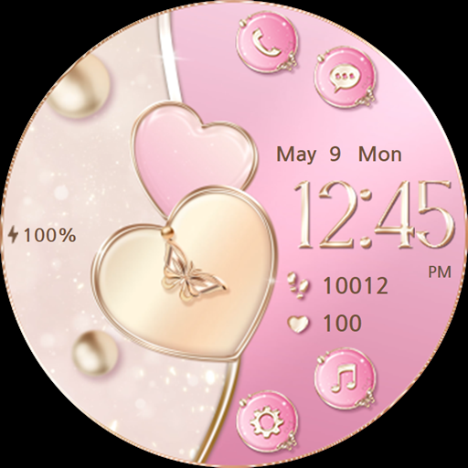 Pink and Gold Heart_Watchface - Image screenshot of android app