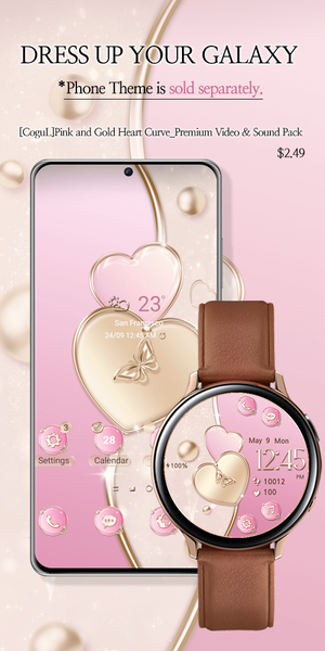 Pink and Gold Heart_Watchface - Image screenshot of android app