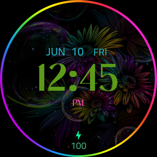 Rainbow Sunflower_Watchface - Image screenshot of android app