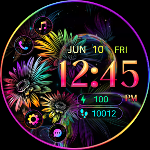 Rainbow Sunflower_Watchface - Image screenshot of android app