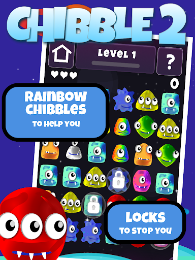 Chibble 2: Match3 Fun Jelly Aliens Puzzle Game - Gameplay image of android game