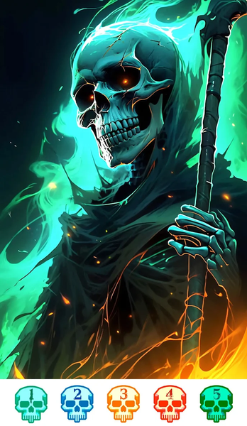 Dark Skeleton Color by number - Gameplay image of android game