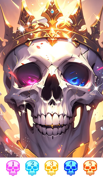 Dark Skeleton Color by number - Gameplay image of android game