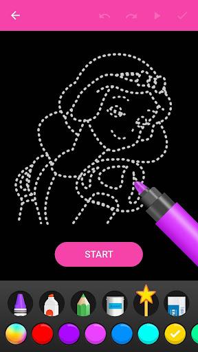 Learn To Draw Glow Princess - Gameplay image of android game