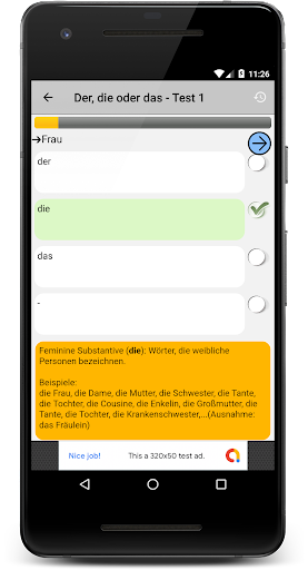 Deutsch Grammatik Test - Image screenshot of android app