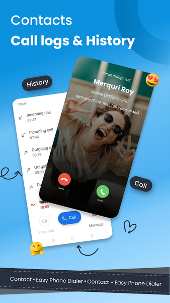 Contacts : Easy Phone Dialer - عکس برنامه موبایلی اندروید