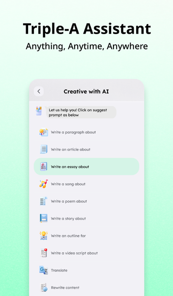 AI Writer: Chatbot Assistant - عکس برنامه موبایلی اندروید