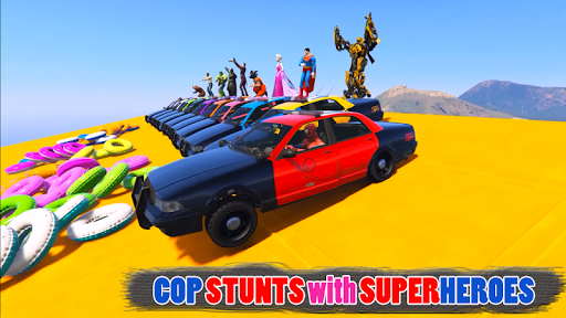 Cop Car Superheroes Stunt Racing - Gameplay image of android game