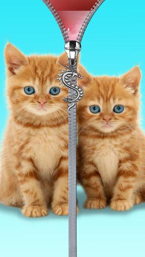 Cats lock screen. Zipper. - Image screenshot of android app