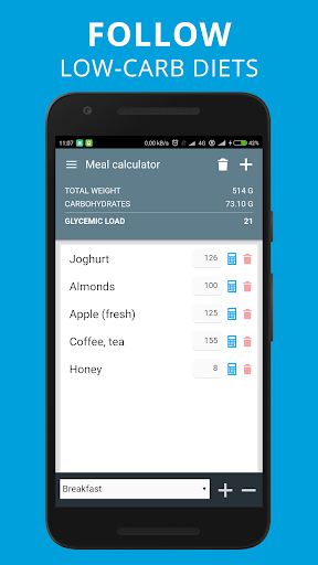Glycemic Index Load – net carbs keto diet tracker - عکس برنامه موبایلی اندروید