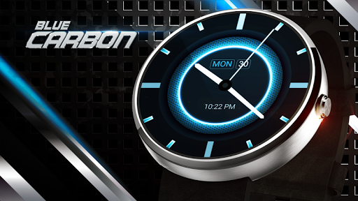 Blue Carbon Analog Watch Face - Image screenshot of android app