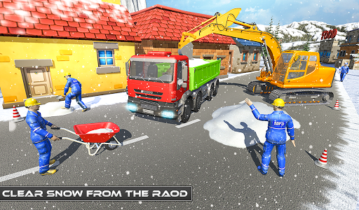 Uphill Snow Crane Excavator Simulator 2019 - Gameplay image of android game