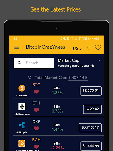 Bitcoin Crazyness Indicator Alerts and Portfolio - Image screenshot of android app