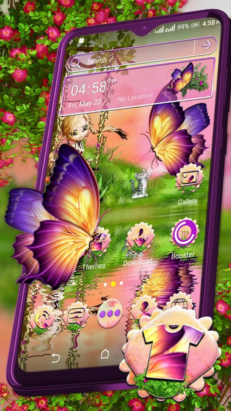 Butterfly Girl Nature Theme - عکس برنامه موبایلی اندروید