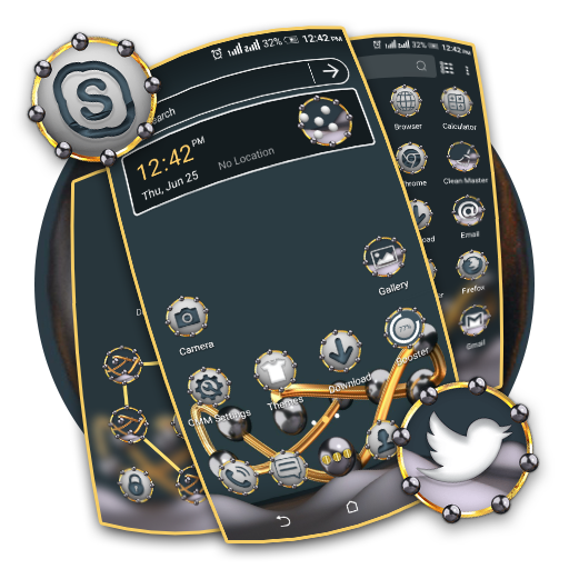 3D Metallic Ball Theme - Image screenshot of android app