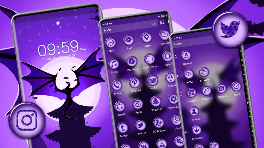 Purple Bat Theme - Image screenshot of android app