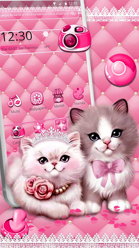 Pink Kitty Fabric, Wallpaper and Home Decor | Spoonflower