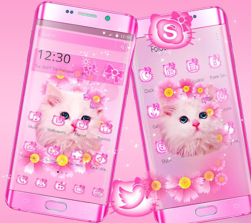 Cute Pink Kitty Theme Wallpaper APK for Android Download