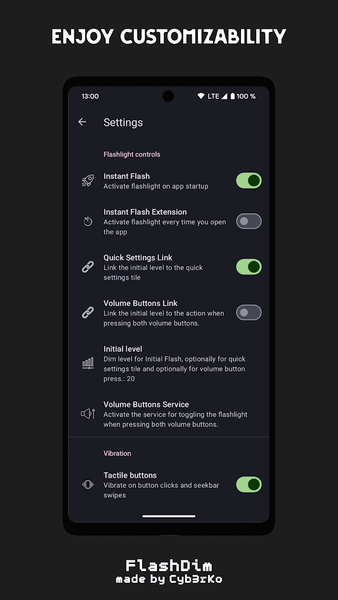 FlashDim - Dim your flashlight - Image screenshot of android app