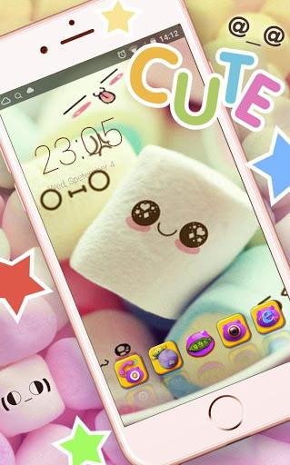 Cute Marshmallow cartoon Theme for android free - Image screenshot of android app