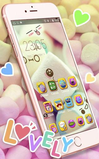 Cute Marshmallow cartoon Theme for android free - Image screenshot of android app