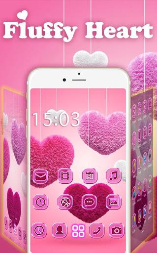 Fluffy diamond Hearts Theme: Pink Comics Launcher - Image screenshot of android app