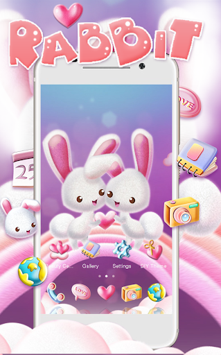 Love Rabbit Theme - Kawaii Cute Bunny Comic Theme - عکس برنامه موبایلی اندروید