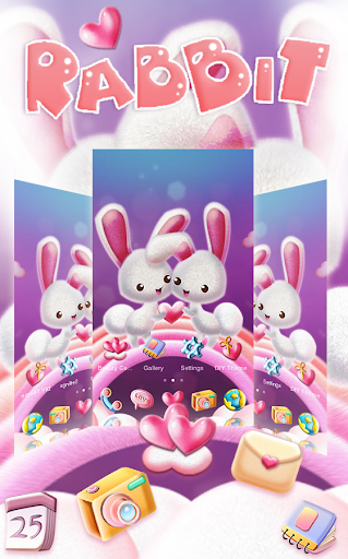 Love Rabbit Theme - Kawaii Cute Bunny Comic Theme - عکس برنامه موبایلی اندروید