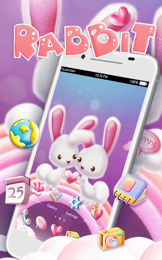 Love Rabbit Theme - Kawaii Cute Bunny Comic Theme - عکس برنامه موبایلی اندروید