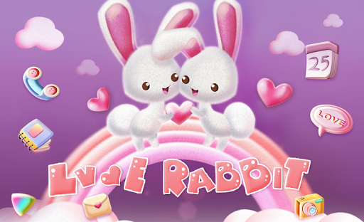 Love Rabbit Theme - Kawaii Cute Bunny Comic Theme - عکس برنامه موبایلی اندروید