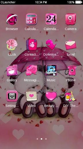 Cute Pink Bear Love Theme - Image screenshot of android app