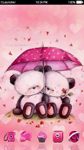 Cute Pink Bear Love Theme - Image screenshot of android app