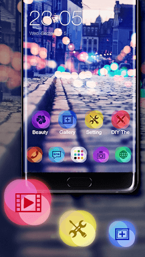 Stylish Romantic Theme: Neon Night Street Launcher - Image screenshot of android app