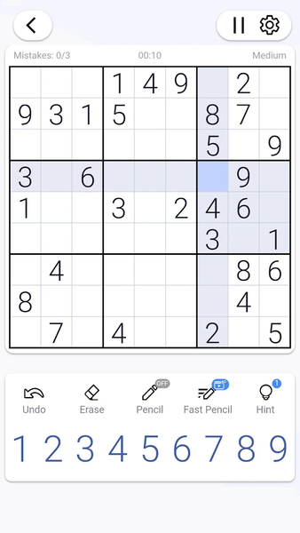 Sudoku - Classic Sudoku Puzzle - Gameplay image of android game