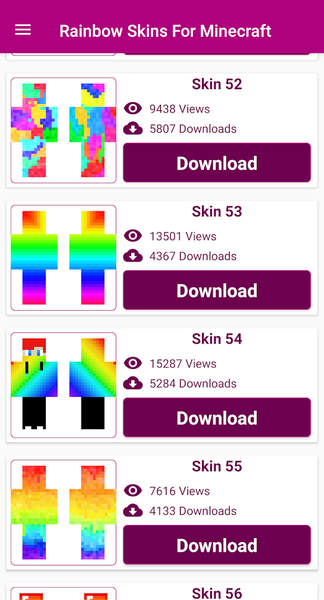 Rainbow skins - for Minecraft - Image screenshot of android app