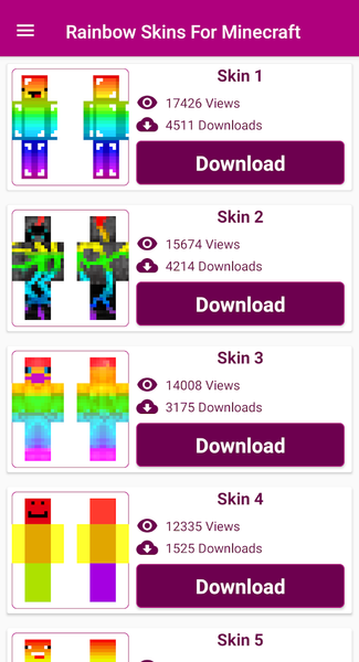 Rainbow skins - for Minecraft - Image screenshot of android app