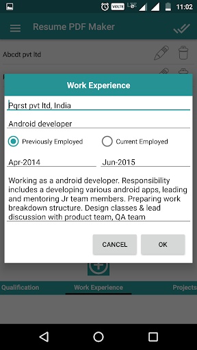 Resume PDF Maker / CV Builder - عکس برنامه موبایلی اندروید