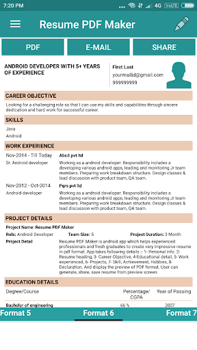 Resume PDF Maker / CV Builder - عکس برنامه موبایلی اندروید