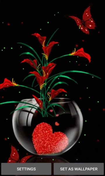 Heart Flowers Pot LWP - Image screenshot of android app