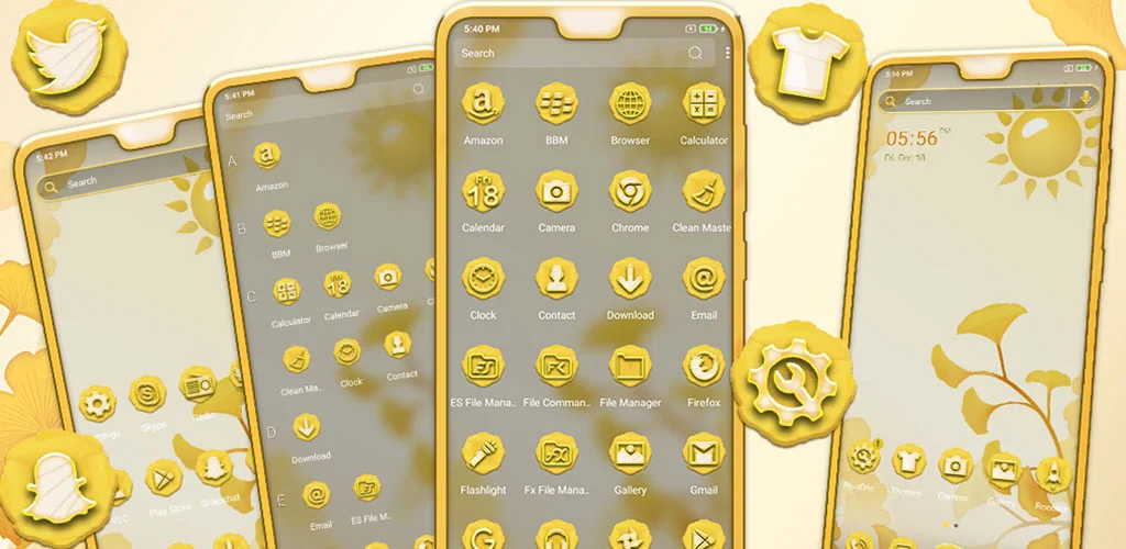 Yellow Ginkgo Leaf Theme - عکس برنامه موبایلی اندروید