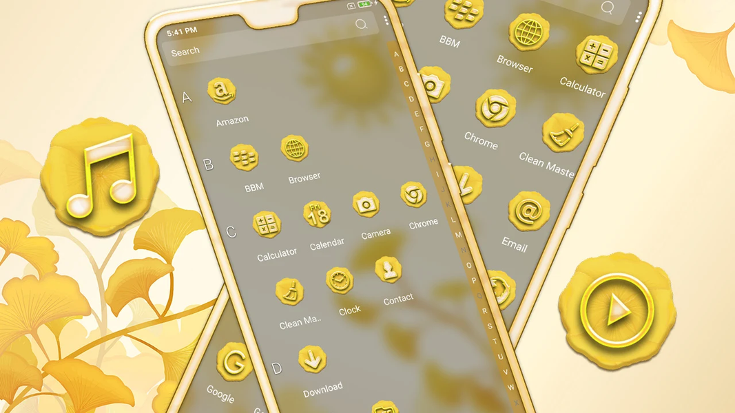 Yellow Ginkgo Leaf Theme - عکس برنامه موبایلی اندروید