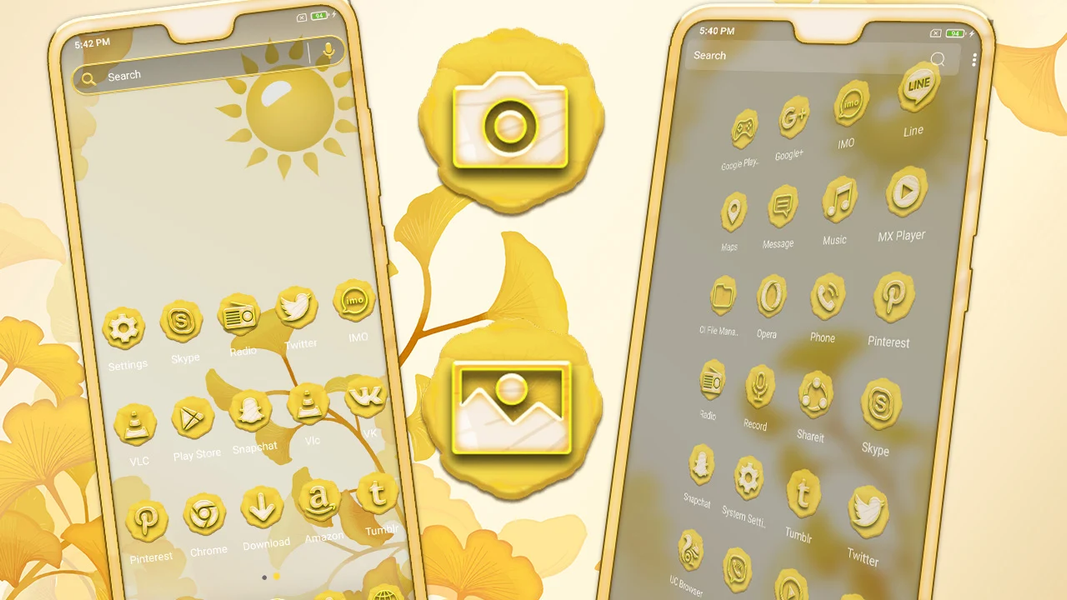 Yellow Ginkgo Leaf Theme - عکس برنامه موبایلی اندروید