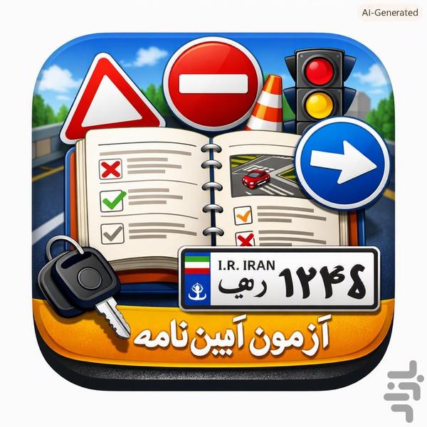 آزمون آئین نامه رانندگی ۱۴۰۵ - عکس برنامه موبایلی اندروید