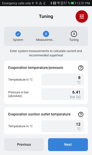 TXV Superheat Tuner - Image screenshot of android app
