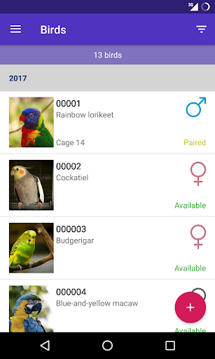 My Birds - Aviary Manager - Image screenshot of android app