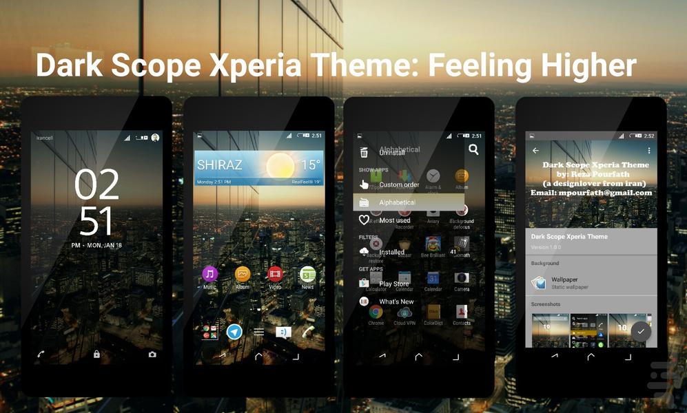 Dark Scope Xperia Theme - Image screenshot of android app