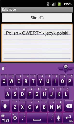 SlideIT Polish QWERTY Pack - عکس برنامه موبایلی اندروید