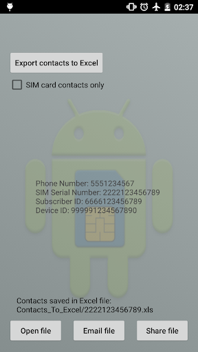 Contacts To Excel - Image screenshot of android app
