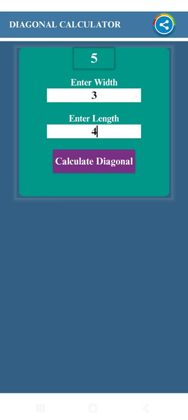 Diagonal Calculator - عکس برنامه موبایلی اندروید