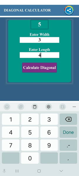 Diagonal Calculator - عکس برنامه موبایلی اندروید